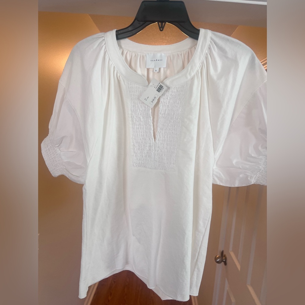 Sunday White Blouse with Smocked Detail